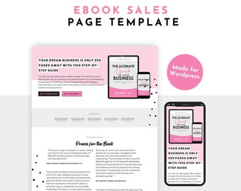 Pink Ebook Sales Templates for Wordpress: Long-Form, Opt-In, Thank You Page