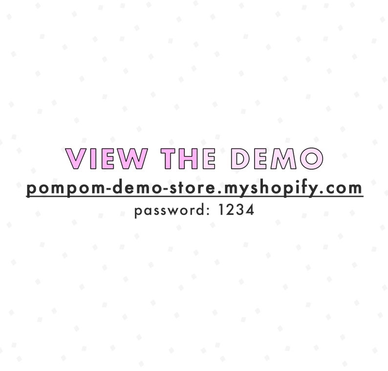 A link to view PomPom, pink Shopify theme, demo site.