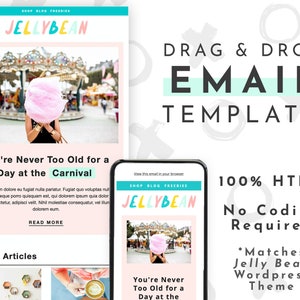 Modèle d&#39;e-mail mignon pour Mailchimp | Modèle de newsletter modifiable | Toile, Photoshop non requis | Modèle assorti de fèves à la gelée