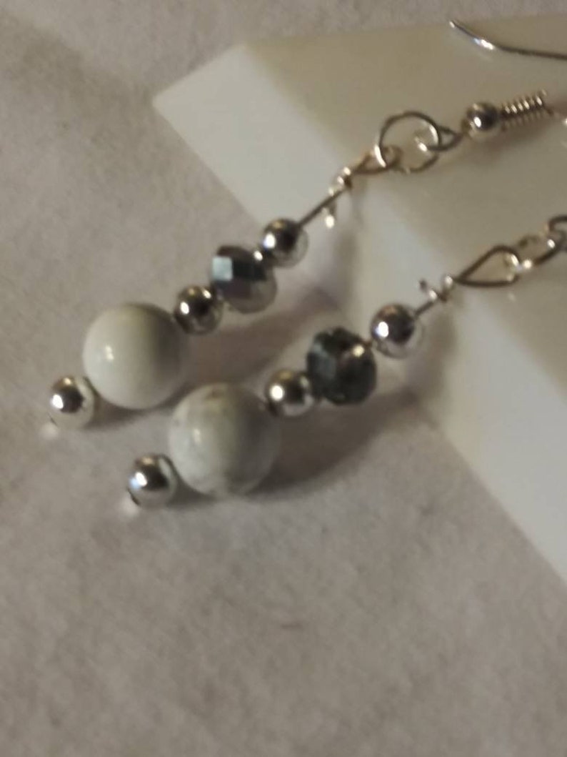 Howlite and glass Czech bead earrings