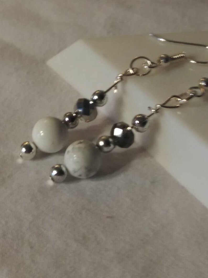 Howlite and glass Czech bead earrings