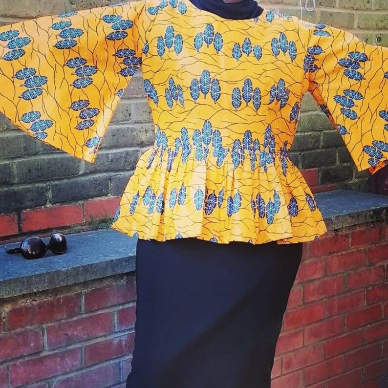 House of Yeshua African Women Blouse,ankara Top, Yeshua Flared Blouse