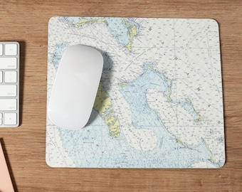 Map Mouse Pads: Nautical Chart & Vintage World Map Mousepads. Cute Mouse Pad, Cool Office Desk Accessories, Workstation Travel Theme Decor.