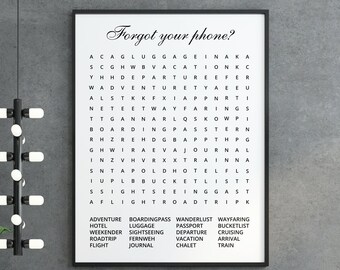 Guest Bathroom Word Search | Funny Bathroom Decor | Bathroom Wall Art | Bathroom Sign | Housewarming Gift | Forgot Your Phone Restroom Art