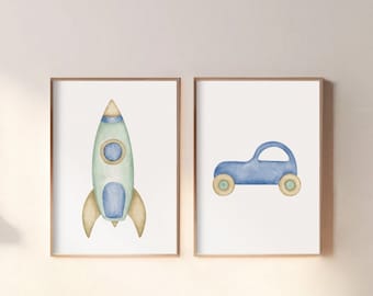 Baby Boy Nursery Prints, Airplane Decor, Vintage Car Art, Railway Adventure, Travel Wall Hangings, Retro-inspired Decor, Unique Baby Gifts