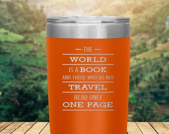 Unique Travel Mug: 20 oz Travel Tumbler With Lid. Inspirational Mug, Campfire Mug, Modern Mugs With Sayings, Engraved Insulated Tumbler Cups