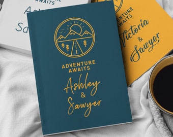 Personalized Travel Journal For Couples, Custom Adventure Gift For Wife/Husband, Paper Anniversary Gift, Honeymoon Scrapbook Keepsake