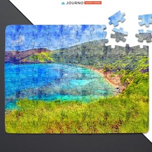 Hawaii Jigsaw Puzzle, Hawaiian Puzzle, Tropical Beach Paradise, Hawaii Gift, Watercolor Landscape  Puzzle, Hawaii Decor, Unique Trip Memento