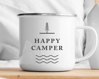 Happy Camper Mug: Unique Camping Gifts. Coffee Cups, Camper Decor, Camping Gear, Hiking Mug, Campfire Mug, Coffee Mugs, Enamel Mug, Camp Mug