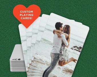 Photo Playing Cards, Personalized Poker Card Deck, Custom Photo Couple Gift, Anniversary Wedding Valentine's Day Gift, Bulk Wedding Favors