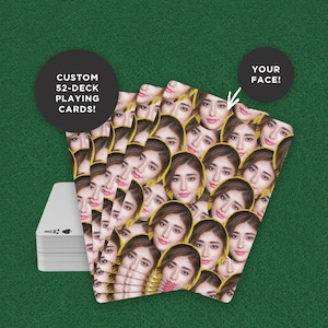 Su baraja de cartas facial, naipes personalizados, regalos divertidos para todos, regalo de cumpleaños personalizado, regalos de mordaza amigos, familia, cónyuge o mascota