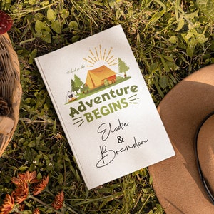 Adventure Begins PERSONALIZED Notebook Custom Couple Travel Journal Customized Wedding Anniversary Gift for Boyfriend Girlfriend Hubby Wife