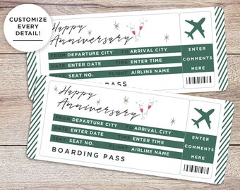 Personalized Anniversary Gift Certificate: Vacation Reveal Travel Voucher. Unique Husband Gift, Printable Wife Gift, Anniversary Download.