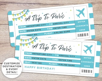 Chèque cadeau joyeux anniversaire : cadeau de voyage personnalisé. Cadeaux d'anniversaire pour elle, Cadeaux d'anniversaire pour lui, Carte d'embarquement personnalisée pour un billet d'avion