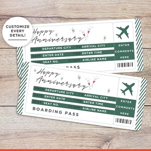 Vale-presente de aniversário personalizado: Voucher de viagem de revelação de férias. Presente exclusivo para marido, presente para esposa para impressão, download de aniversário.