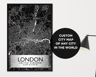 Custom Colored Map, Personalized Digital Map Poster, Map City Art, Instant Download Map of Your Location, Any Town City Map Gift