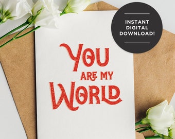 You Are My World Printable Canva Template, Instant Download Gift,  Printable Love Card, Special Occasion, E-Card, Digital Gift Card