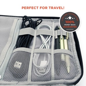 Étui pour accessoires de voyage - Portefeuille technique pour téléphone, tablette et chargeur d'ordinateur portable. Organiseur de gadgets de transport étanche parfait, étui pour cordon, carte SD.