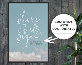 Wedding Photo Gift Metal or Canvas or Paper Best Friend Wedding Gift Newlywed Gift Wall Decor Coordinates Sign Just Married Gift