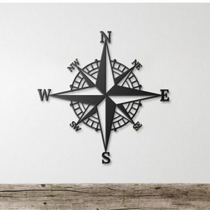Compass Art, Nautical Compass Wall Art, Compass Rose Art, Metal Compass Artwork, Large Compass Home Decor Gift, Indoor/Outdoor Wall Compass