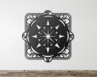 Ornate Compass Rose Metal Wall Art, Nautical Compass, Nautical Wall Art, Metal Wall Art, Outdoor Metal Art, Compass Wall Decor, Weatherproof