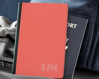 Monogram Passport Holder, Faux Leather Passport Holder, Modern Monogram Passport Cover, Personalized Travel Gift, Travel Accessory, Vegan