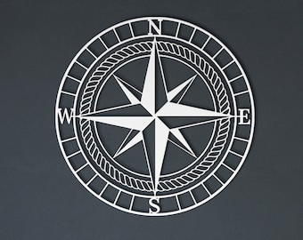 Metal Compass Wall Art, Nautical Compass Wall Decor, Compass Rose Metal Wall Art, Compass Gift Large Wall Art, Metal Wall Hanging Home Decor