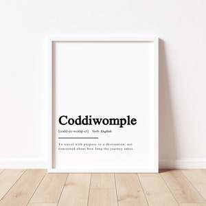 Coddiwomple Definition, Language Definition Print, Travel Quote, Travel Print, Dictionary Poster, Printable, Travel Art Typography Quote