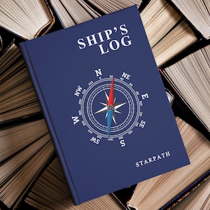 Custom Ship&#39;s Log, Nautical Notebook, Personalized Captain&#39;s Log Book, Compass Design, Boating Diary, Retirement Gift, Gift For Husband