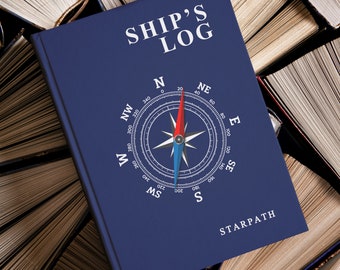 Custom Ship's Log, Nautical Notebook, Personalized Captain's Log Book, Compass Design, Boating Diary, Retirement Gift, Gift For Husband