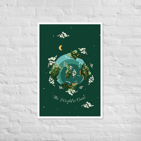 The World Is Ours Night Edition, Framed Art Print, Planet Art, Abstract World Printable Wall Art, Earth Day Art, Digital Download, Printable
