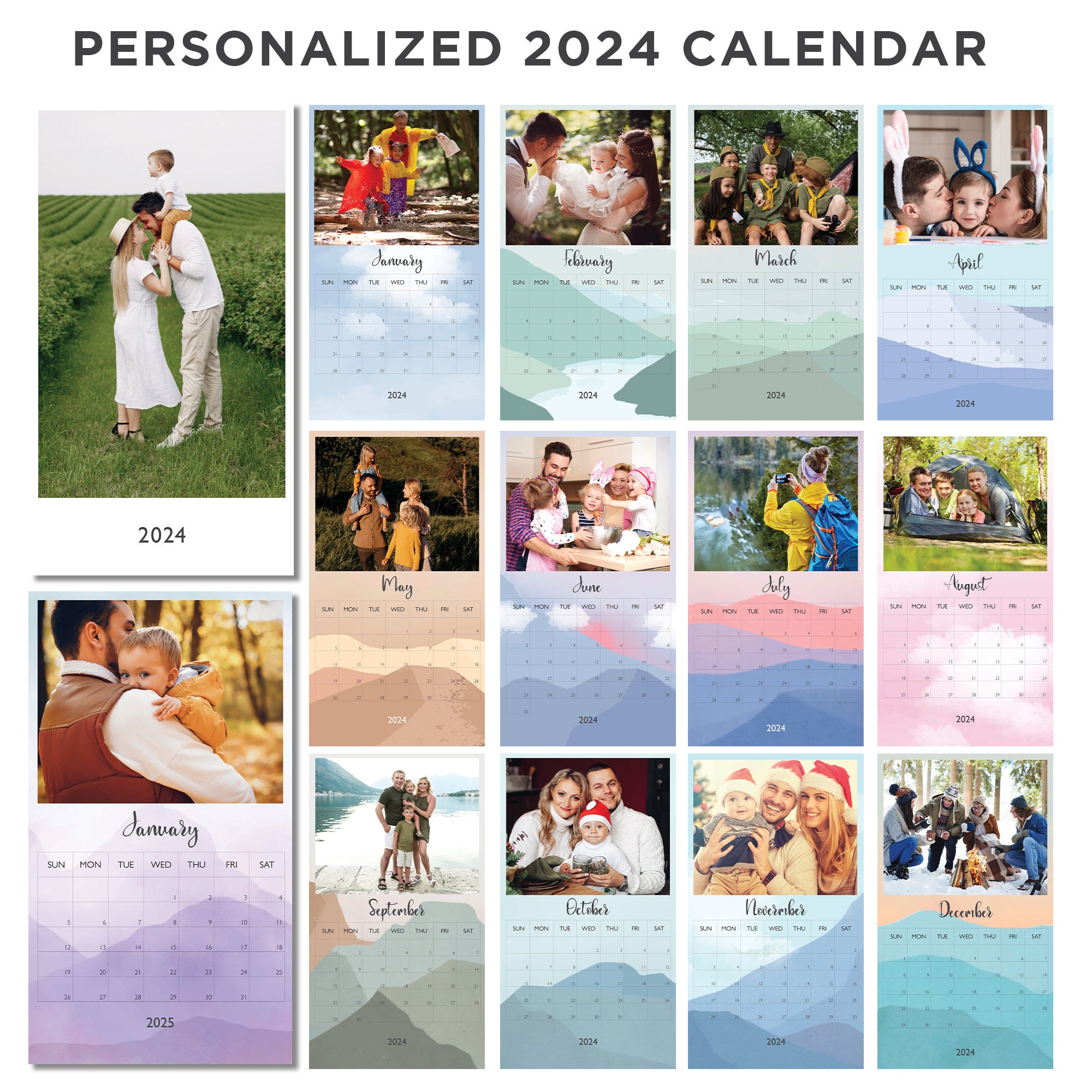 TOBJA Calendrier photo 2024 – Immortaliser les moments de famille. Le  calendrier pour le cœur, Calendrier 2024 à personnaliser soi-même