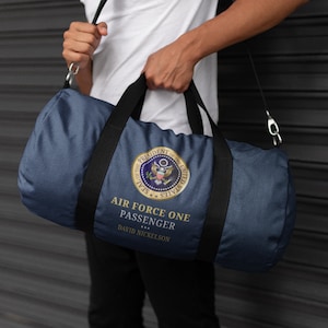Air Force One Sports Utility Duffle Gym Bag, Personalized Duffel Bag For Coach, Student, Athlete, Custom Large Durable Zipper Travel Bag