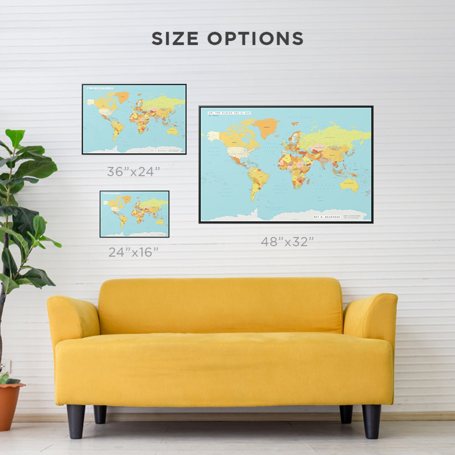 Blue Push Pin World Map Personalized Canvas Art, Custom Travel Map ...