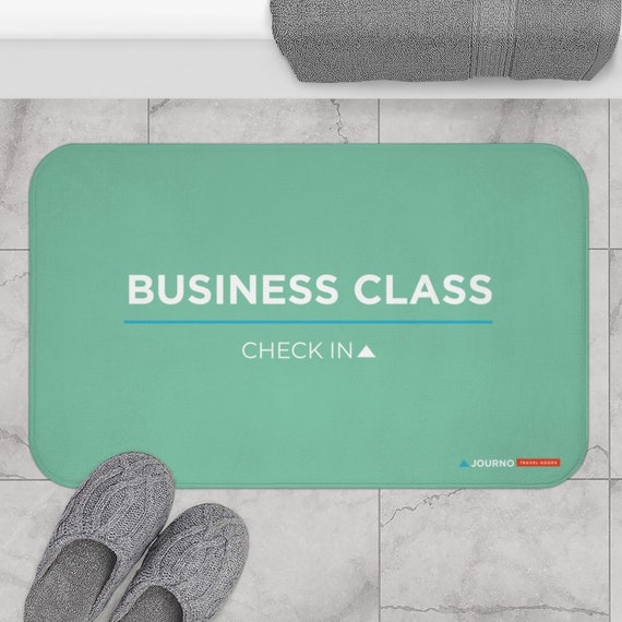 Airport Bath Mat: Business Class Check In. Funny Bath Mat, Funny Bathroom Decor, Travel Gift For Him, Travel Gift For Her, Cute Travel Decor