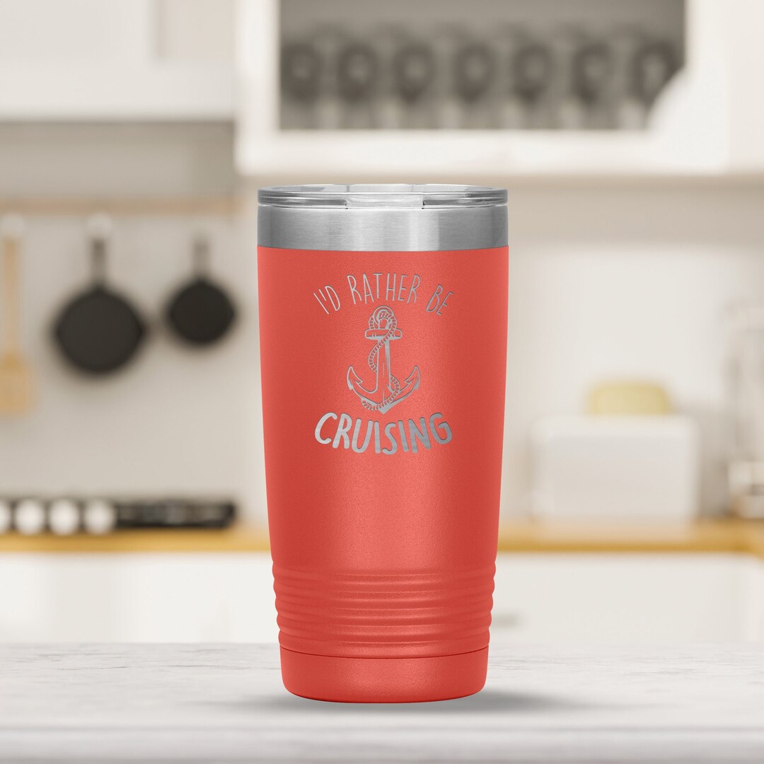 Nautical Tumbler, Laser Engraved Anchor, Sailors Art, Coffee, Wine Mug