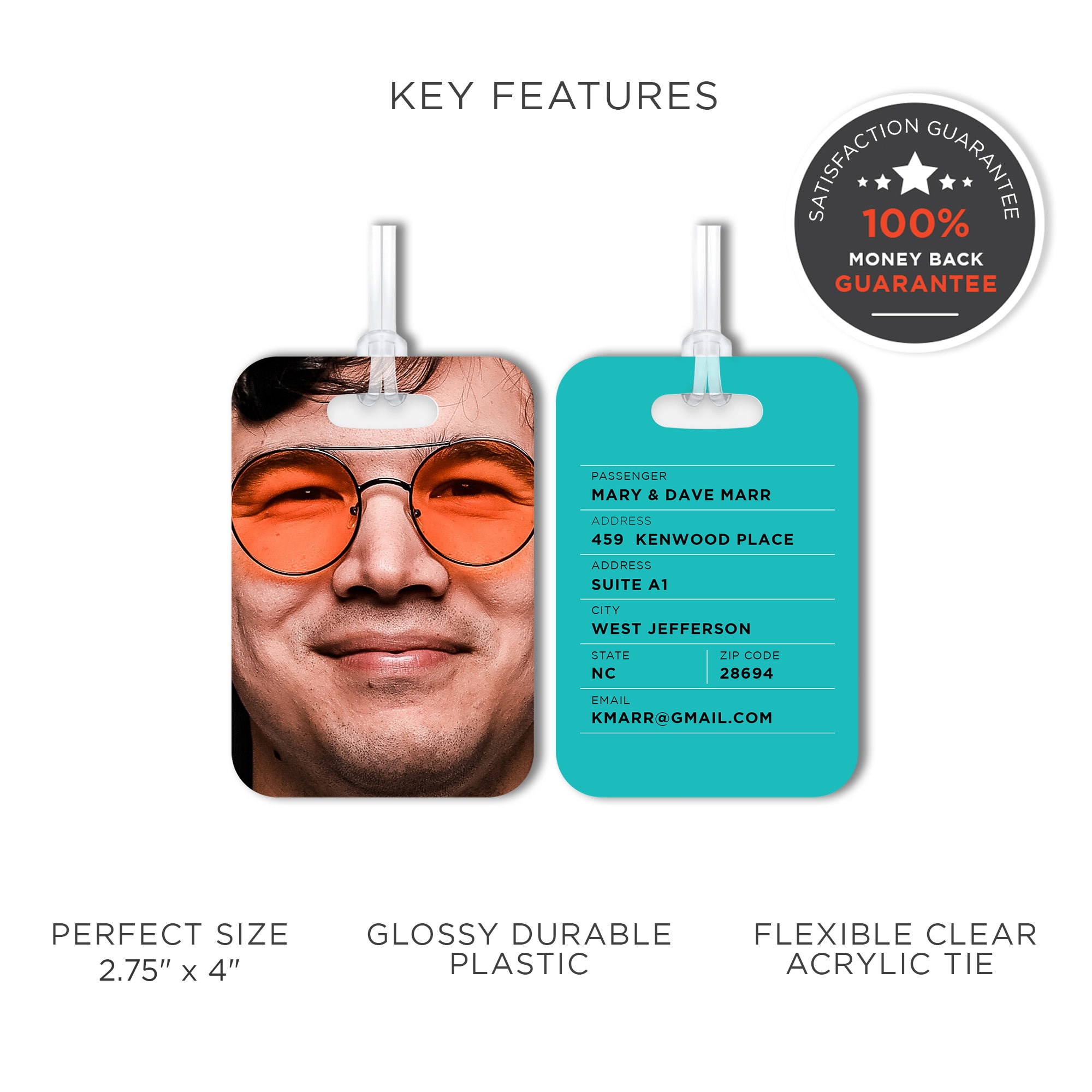 Personalized Luggage Tag With Your Face Customized Suitcase Etsy