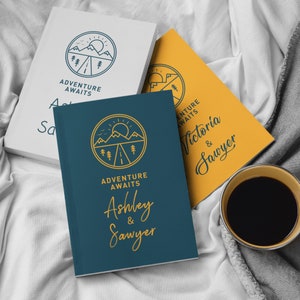 Adventure Awaits Love Relationship Diary, Custom Names Notebook for Couples, Personalized Journal, Bucket List Planner, Valentine&#39;s Day Gift