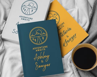 Adventure Awaits Love Relationship Diary, Custom Names Notebook for Couples, Personalized Journal, Bucket List Planner, Valentine's Day Gift