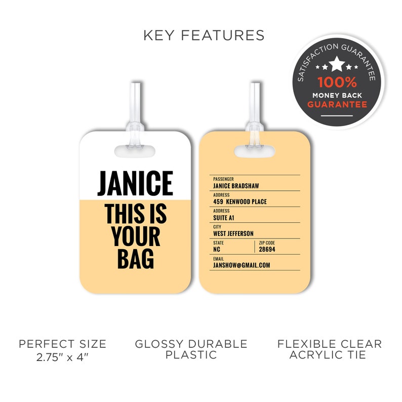 Etichette per bagagli personalizzate eleganti e durevoli, etichetta per bagagli personalizzata etichetta identificativa per valigia da viaggio, etichetta per borse divertenti da uomo/donna, regalo pre-volo immagine 10