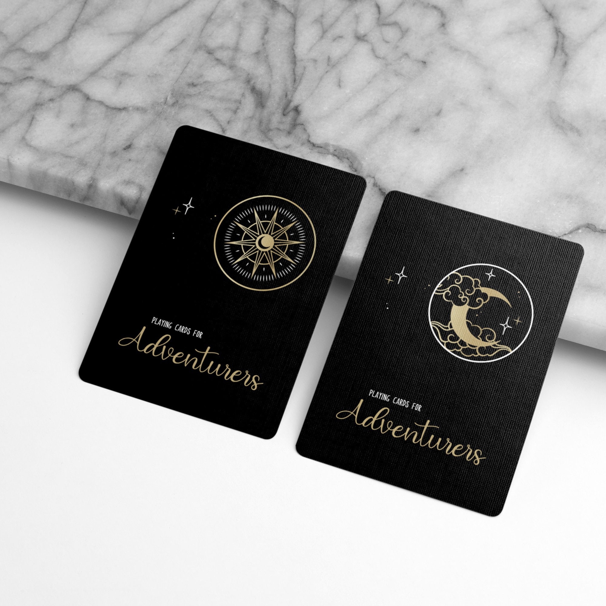 Black Monochrome 52-Card Deck Playing Cards, Cool Astrology Themed 52 Card Poker Deck, Unique Travel Bridge Deck Playing Cards, Travel Games