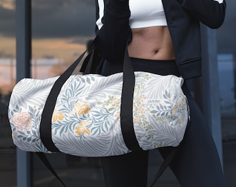 Personalized Floral Duffle Bag, Kids Toddler Baby Travel Bag, Custom Name Weekender Overnight Duffel, New Mom Hospital Bag, Monogram Gift