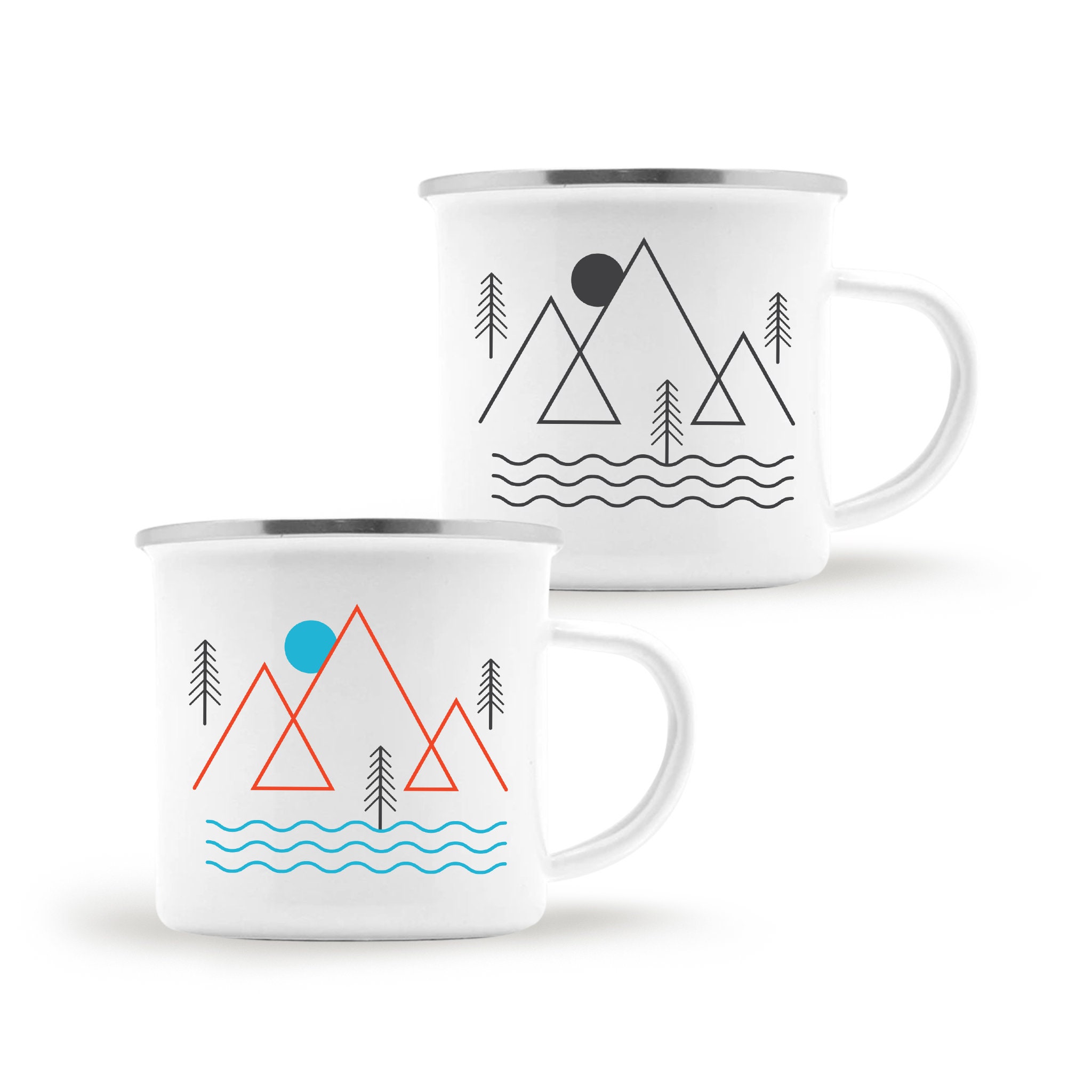 Forest Printed Camping Mugs Enamel Mug Travel Campfire Party Beer Juice  Drinking Cup Mountain Coffee Cup Gifts For Camper 17 OZ