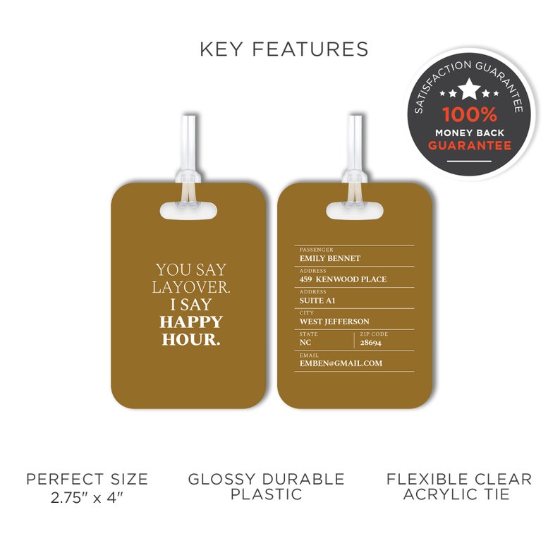 Custom Saying Luggage Tag Colorful Personalized Baggage Tag Etsy