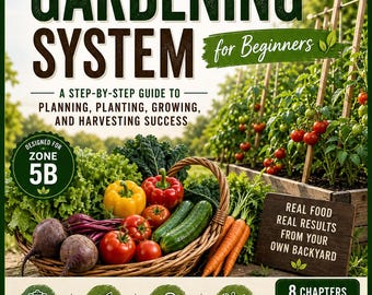 Pdf-gids tuinieren voor beginners | Zone 5 tuinplanner | Moestuinindeling, plantschema, oogstsysteem