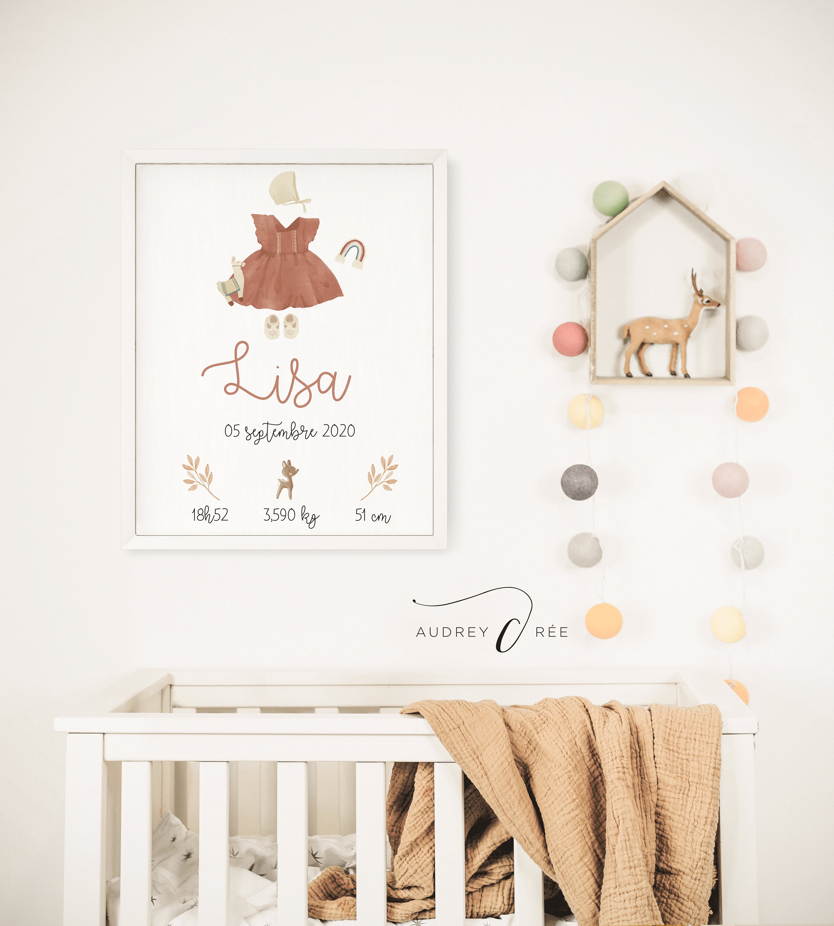 Affiche Naissance Personnalisée - Affiche Décoration Chambre Enfants Bébé