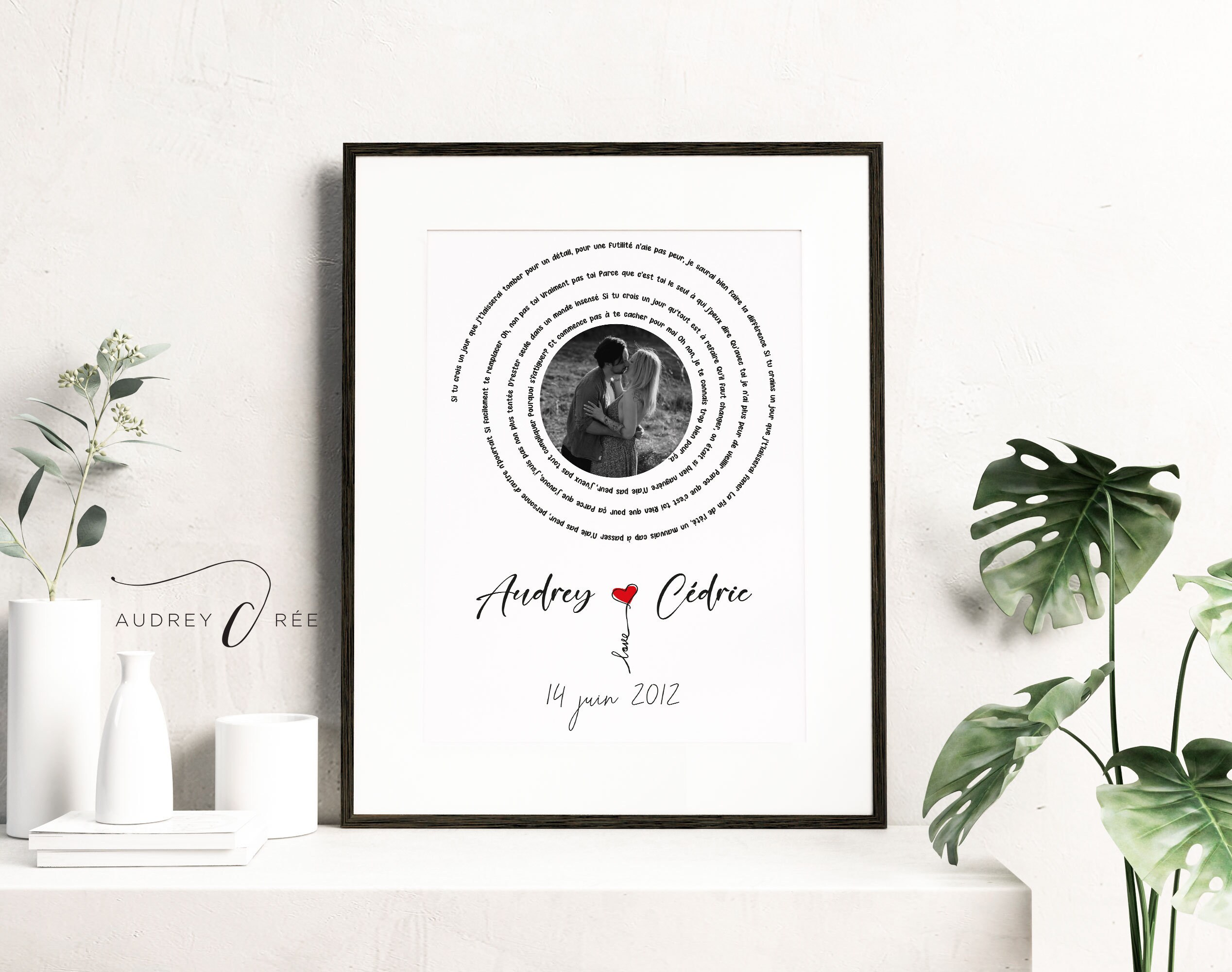 Affiche Personnalisée Saint Valentin - Cadeau Affiche Chanson Couple Notre Idée Cadeau