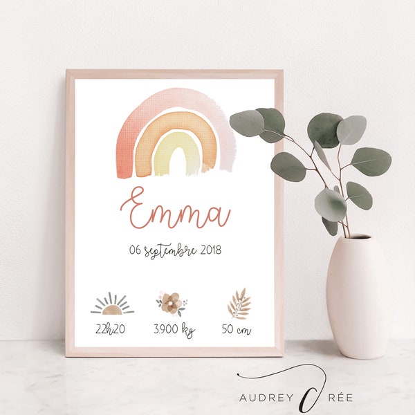 Personalized birth poster - birth poster - personalized poster - children's room decoration - baby poster