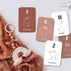 Baby step cards - birth - baby memories - first year - girl stage cards - boy stage cards