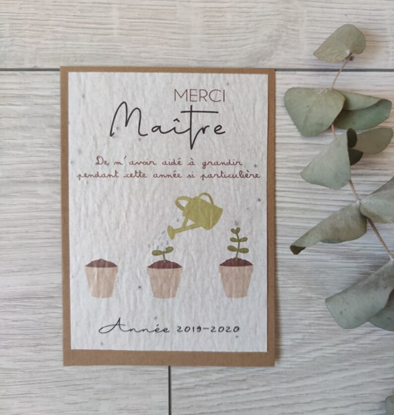 Carte à planter merci maître merci maître cadeau maître image 0